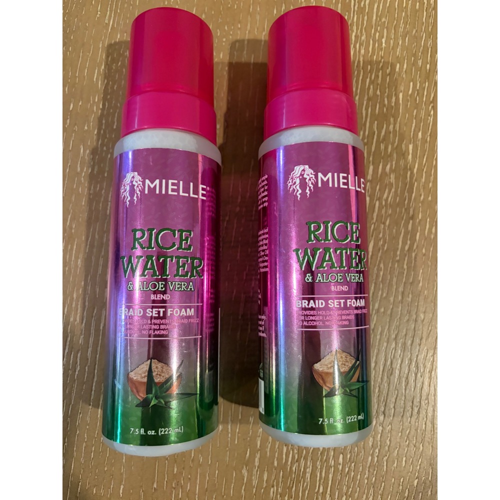 Mielle Rice Water & Aloe Vera Braid Set Foam 7.5oz 2-Pack New
